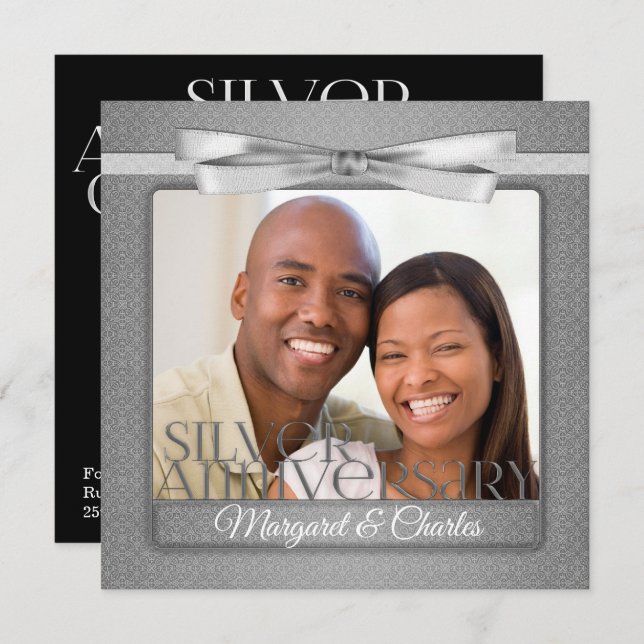 25th Silver Anniversary Celebration with Photo Invitation (Front/Back)