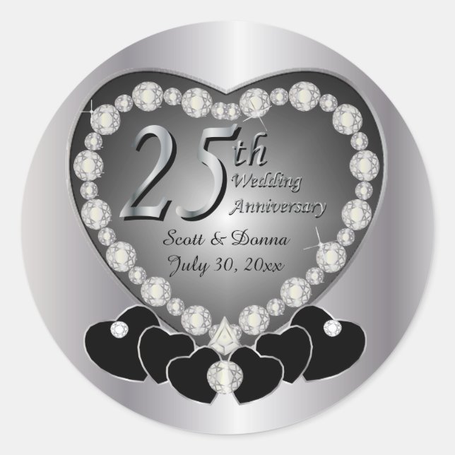25th Silver Anniversary Classic Round Sticker (Front)