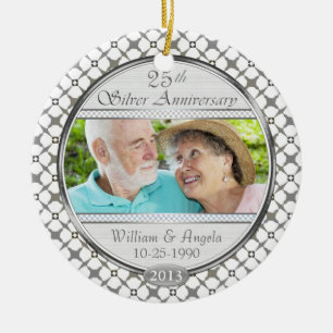 25th Silver Anniversary Custom Photo Ornament