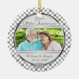 25th Silver Anniversary Custom Photo Ornament