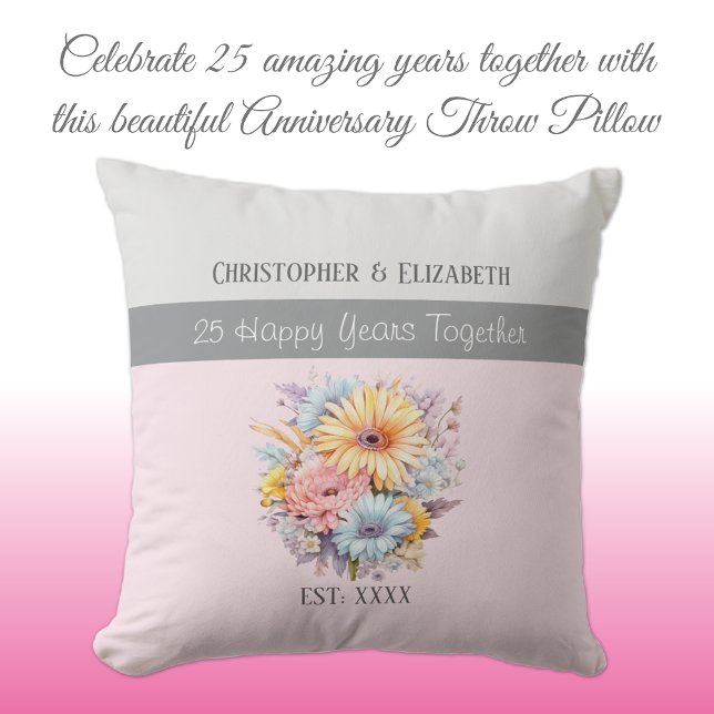 25th silver anniversary flowers pink cushion (Creator Uploaded)