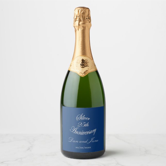 25th Silver Anniversary Formal Personalised Sparkling Wine Label (Front)