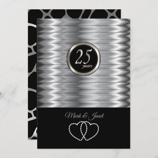 25th Silver Anniversary - Giraffe 🦒 Pattern Invitation (Front/Back)