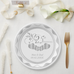 25th Silver Anniversary Paper Plate