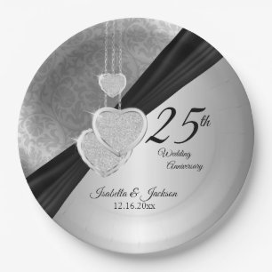 25th Silver Anniversary Paper Plate
