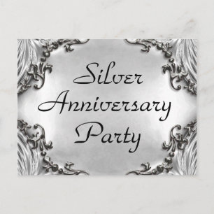 25th Silver Anniversary Party Invitation Postcards