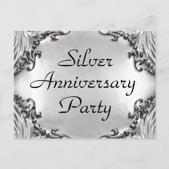 25th Silver Anniversary Party Invitation Postcards (Front)