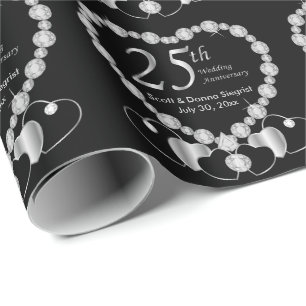 *25th Silver Anniversary Personalise Wrapping Paper