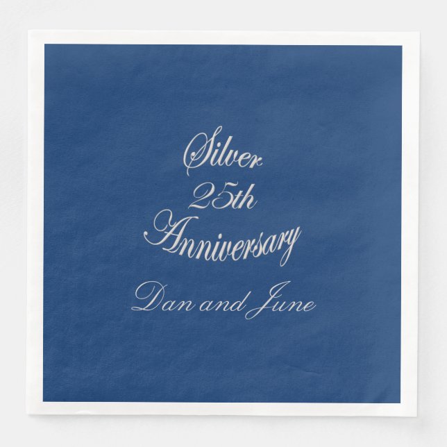 25th Silver Anniversary Personalised Napkin (Front)
