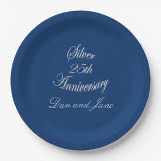 25th Silver Anniversary Personalised Paper Plate