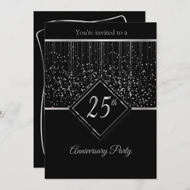 25th Silver Anniversary with Starlights Invitation (Front/Back)