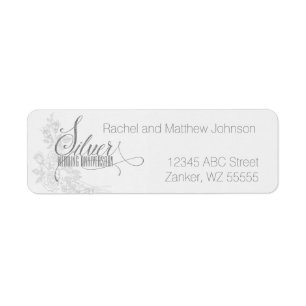 25th Silver Anniversary with White Roses Return Address Label