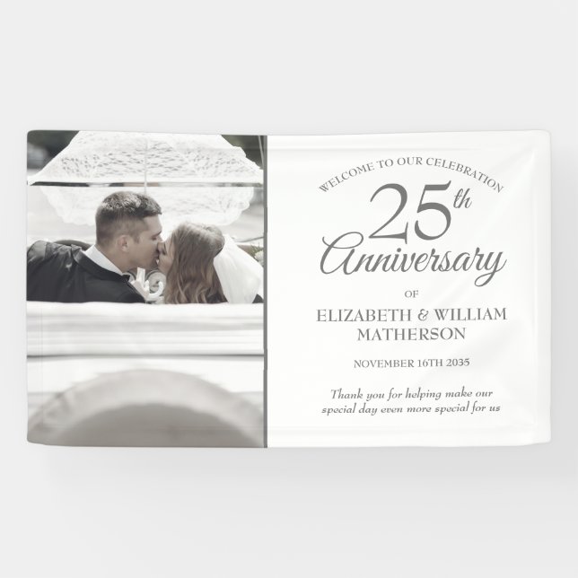 25th Silver Anniversary Your Wedding Photo Welcome Banner (Horizontal)