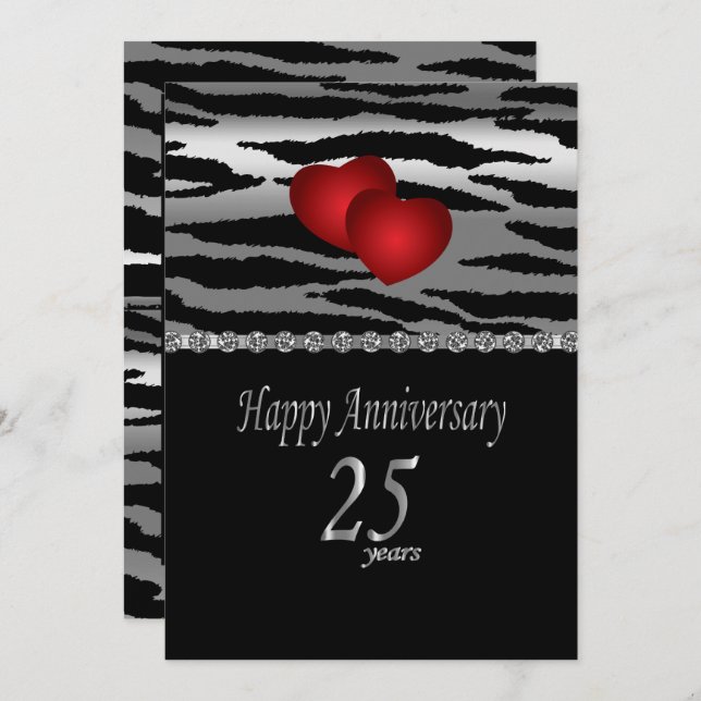 25th Silver Anniversary - Zebra Pattern - Love Invitation (Front/Back)