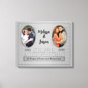 25th Silver Annivsersary Photo Collage Canvas Print