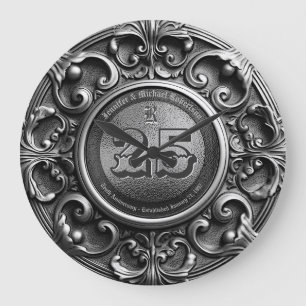 25th Silver Vintage Anniversary Large Clock