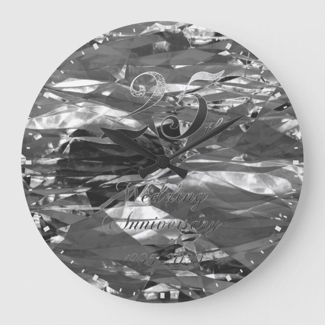 25th Silver Wedding Anniversary 1995 2020 Elegant Large Clock (Front)