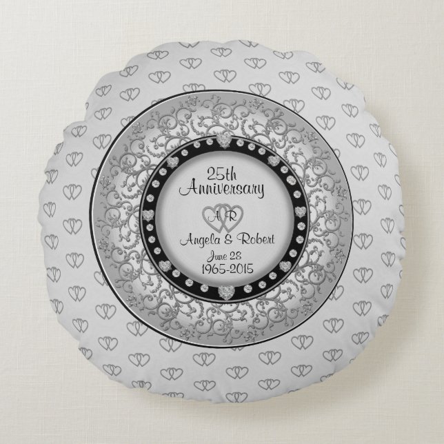 25th Silver Wedding Anniversary Accent Pillow (Front)