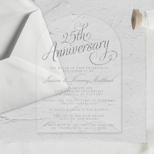 25th Silver Wedding Anniversary Acrylic Invitations