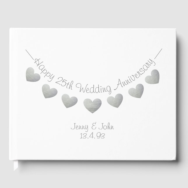 25th Silver Wedding anniversary bunting design Guest Book (Front)