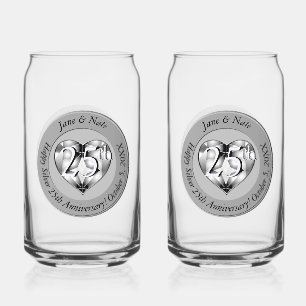 25th Silver Wedding Anniversary Can Glass