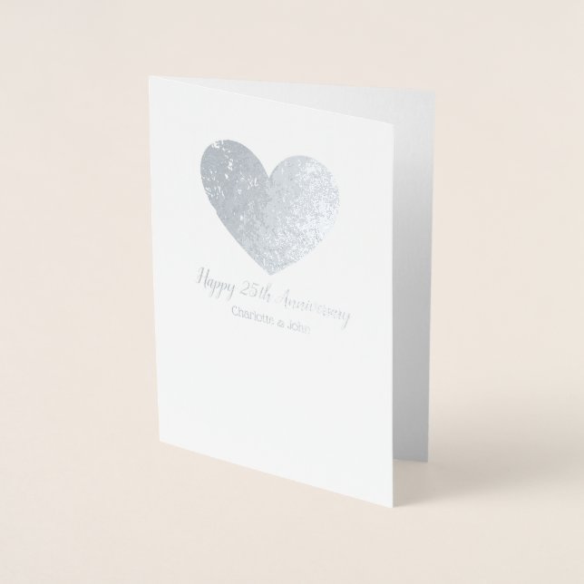 25th Silver Wedding Anniversary card with heart (Front)