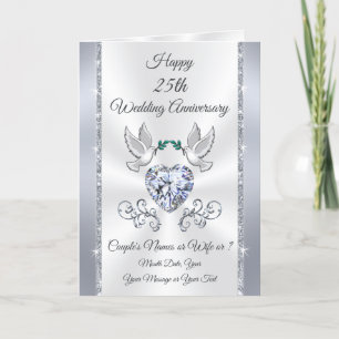 25th, Silver Wedding Anniversary Cards for Wife or