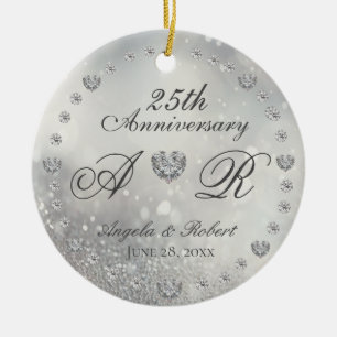 25th Silver Wedding Anniversary Ceramic Ornament