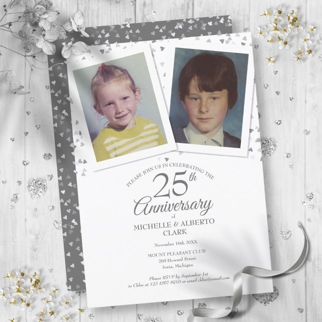 25th Silver Wedding Anniversary Childhood Photos Invitation (25th Silver Wedding Anniversary Childhood Photos Invitation)