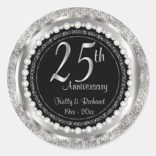 25th Silver Wedding Anniversary Classic Round Sticker