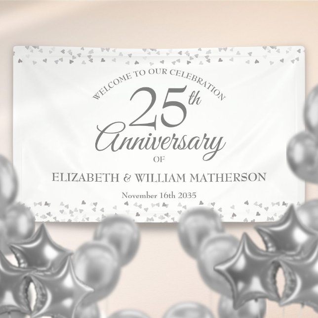 25th Silver Wedding Anniversary Confetti Welcome Banner (25th Silver Wedding Anniversary Confetti Welcome Banner)