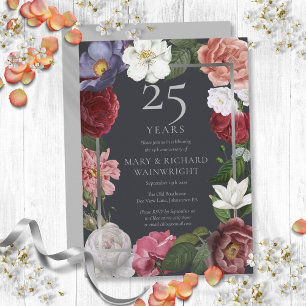 25th Silver Wedding Anniversary Country Rose Invitation
