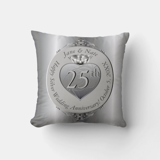 25th Silver Wedding Anniversary  Cushion (Front)