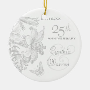 25th Silver Wedding Anniversary Custom Keepsake Ceramic Ornament