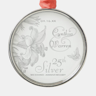 25th Silver Wedding Anniversary Custom Keepsake Metal Ornament