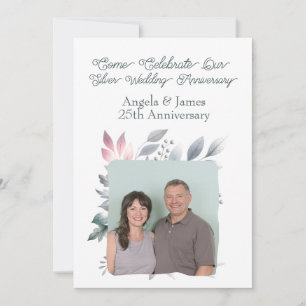 25th Silver Wedding Anniversary Custom Photo  Invitation