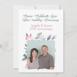 25th Silver Wedding Anniversary Custom Photo  Invitation