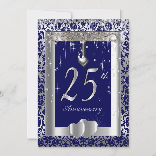25th Silver Wedding Anniversary | DIY Text Invitation (Front)
