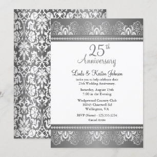 25th Silver Wedding Anniversary   DIY Text Invitation