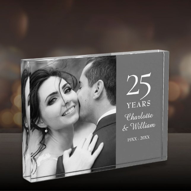 25th Silver Wedding Anniversary Elegant Photo Block (25th Silver Wedding Anniversary Elegant Photo Block)