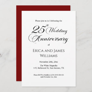 25th Silver Wedding Anniversary Elegant Script Invitation