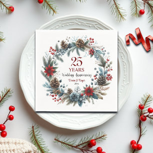 25th Silver Wedding Anniversary Elegant Winter Napkin