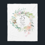 25th Silver Wedding Anniversary Floral Garland Fleece Blanket<br><div class="desc">Featuring a delicate watercolor floral garland,  this chic botanical 25th wedding anniversary keepsake fleece blanket can be personalised with your special anniversary information in elegant silver typography. Designed by Thisisnotme©</div>