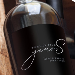 25th Silver Wedding Anniversary Gift Wine Label