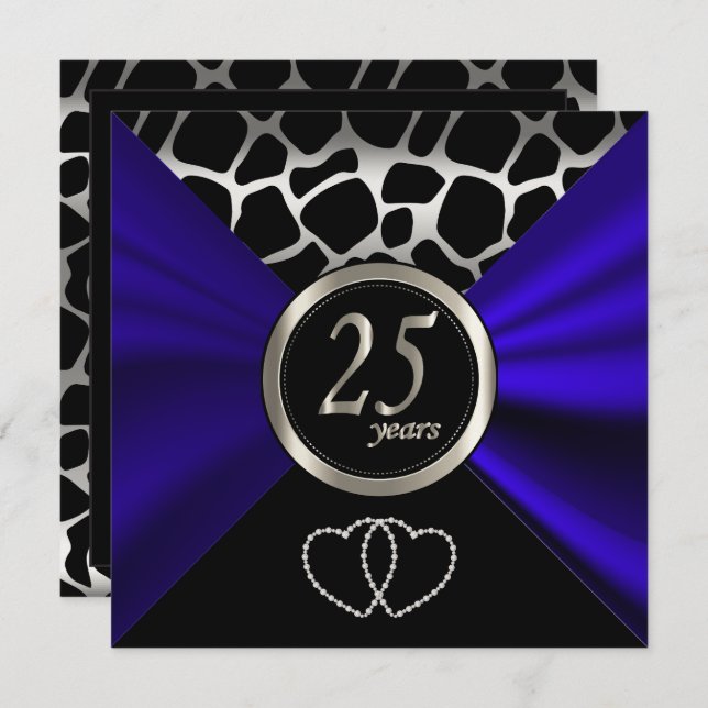 25th Silver Wedding Anniversary | Giraffe Pattern Invitation (Front/Back)