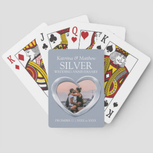 25th Silver Wedding anniversary heart photo  Playing Cards