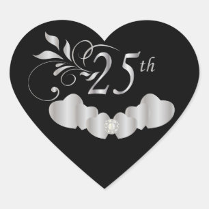 25th Silver Wedding Anniversary Heart Sticker