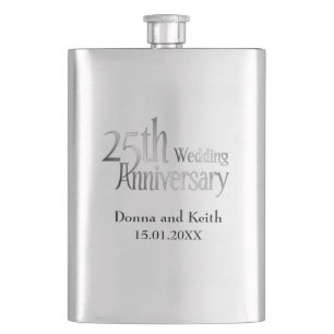 25th Silver Wedding Anniversary Hip Flask