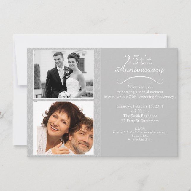 25th Silver Wedding Anniversary Invitation (Front)