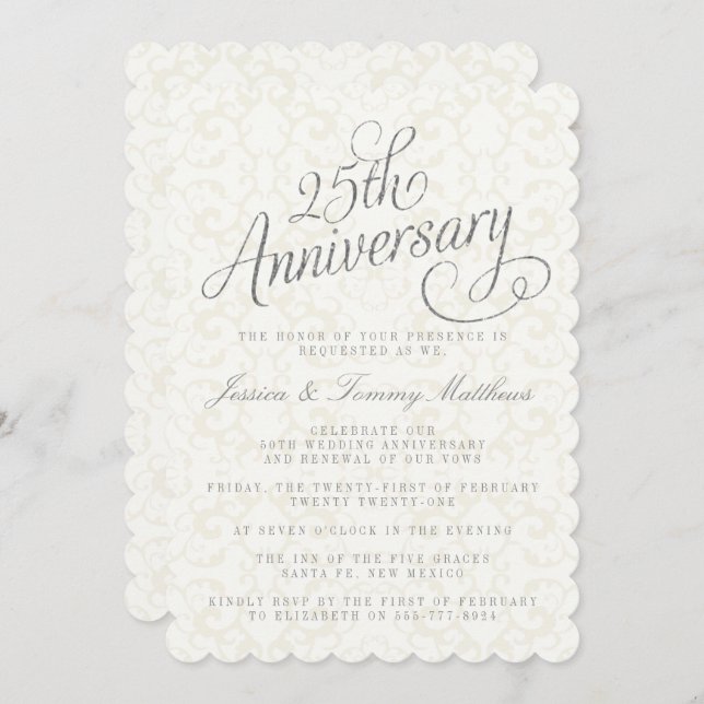 25th Silver Wedding Anniversary Invitations (Front/Back)